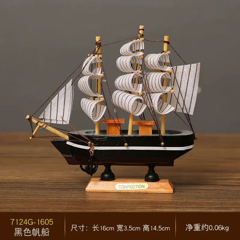 pirate Ship Model Small Wooden Boat Wooden Cake Decoration Home Decoration Table