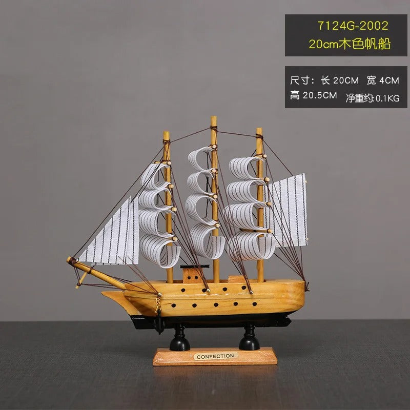 pirate Ship Model Small Wooden Boat Wooden Cake Decoration Home Decoration Table