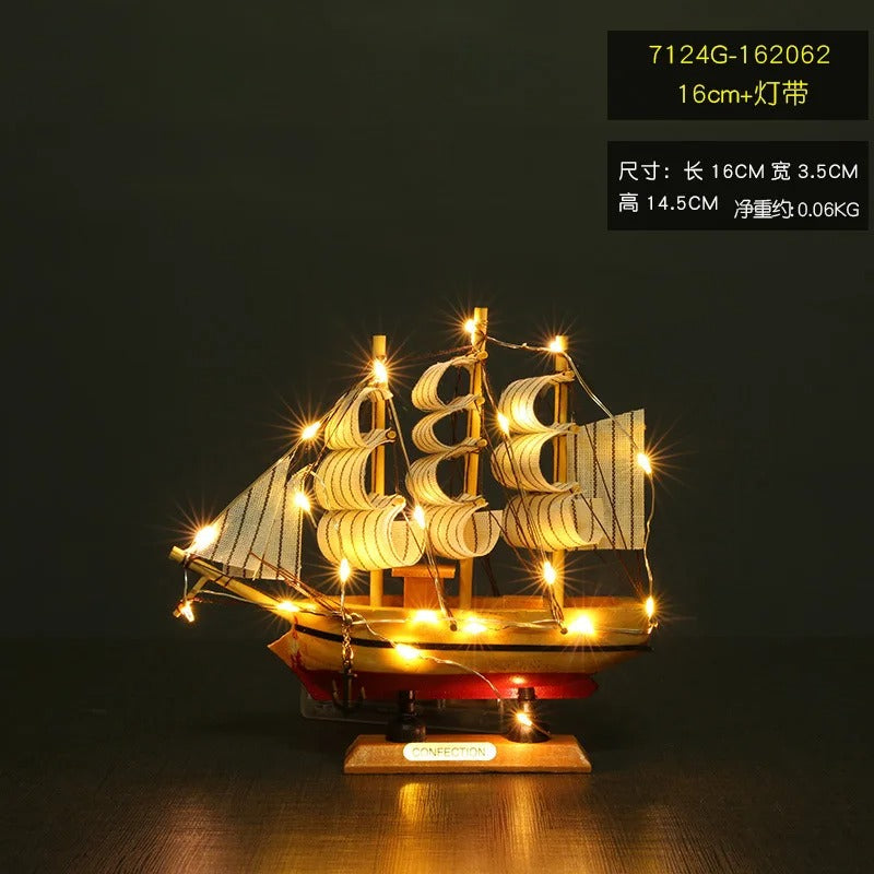 pirate Ship Model Small Wooden Boat Wooden Cake Decoration Home Decoration Table