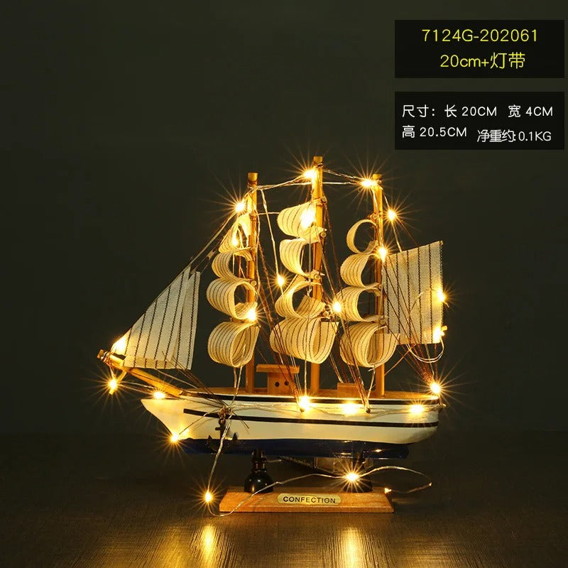 pirate Ship Model Small Wooden Boat Wooden Cake Decoration Home Decoration Table