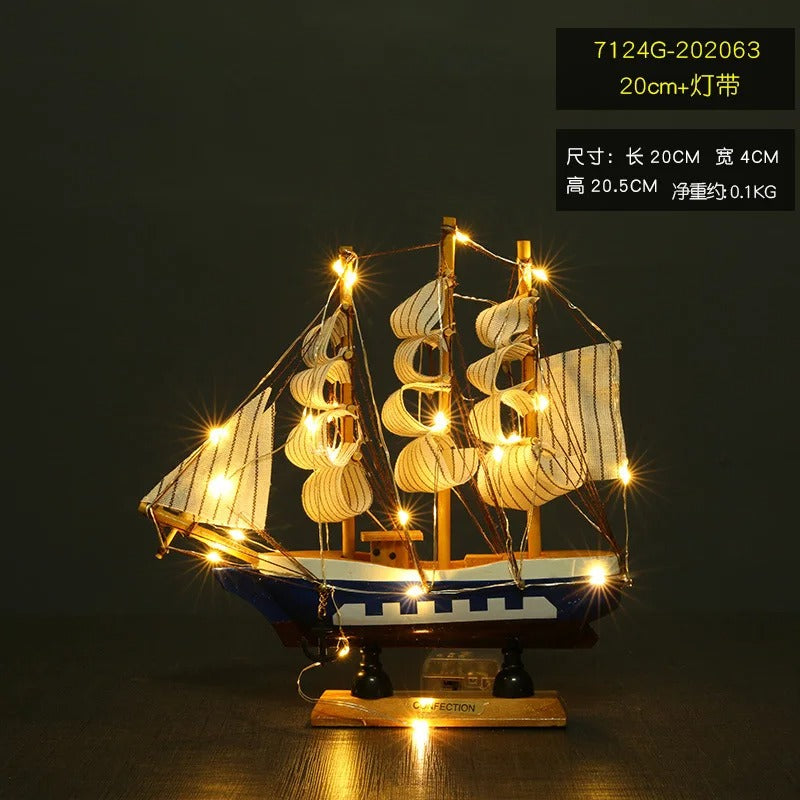 pirate Ship Model Small Wooden Boat Wooden Cake Decoration Home Decoration Table