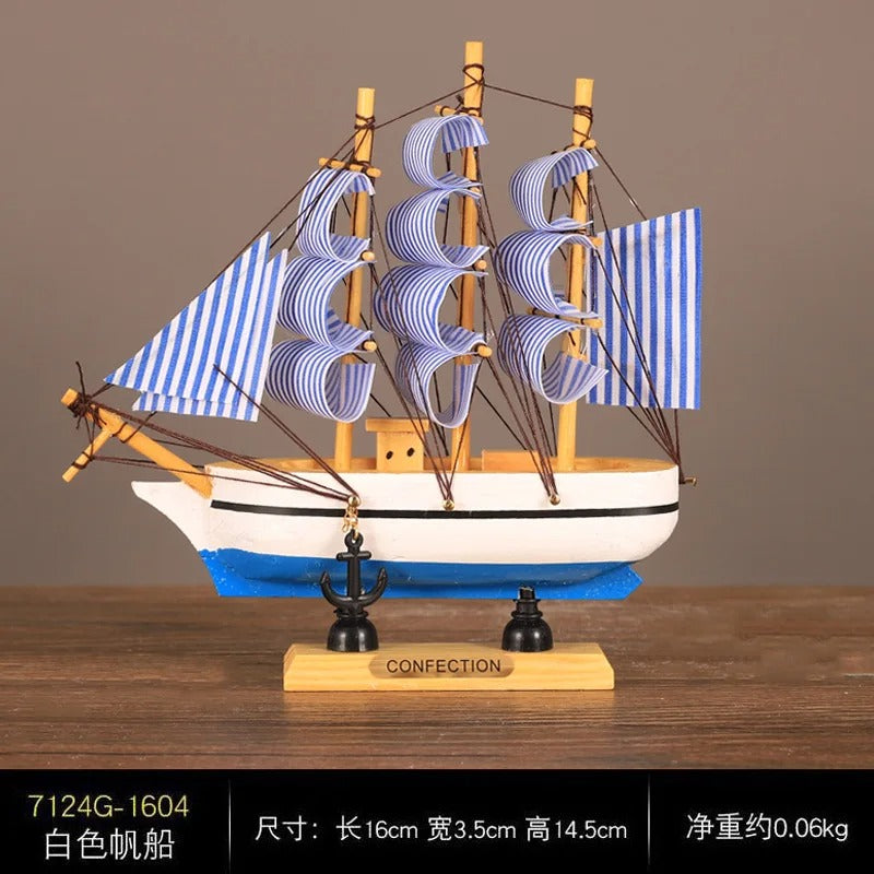 pirate Ship Model Small Wooden Boat Wooden Cake Decoration Home Decoration Table