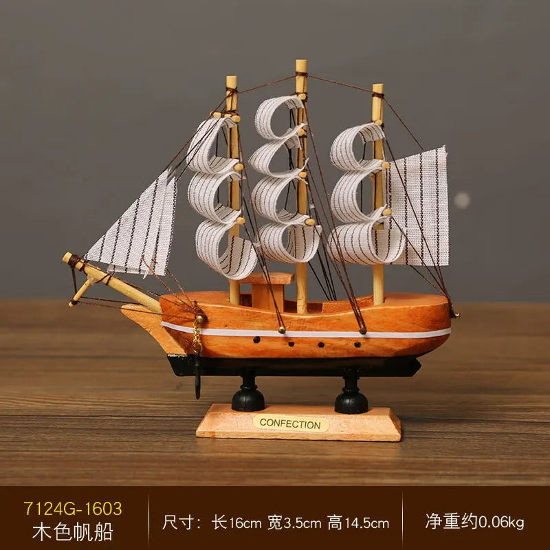 pirate Ship Model Small Wooden Boat Wooden Cake Decoration Home Decoration Table